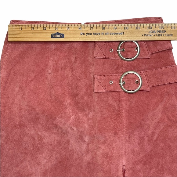 Blank NYC Pink Suede Double Buckle Mini Skirt Size 24 - Picture 11 of 12